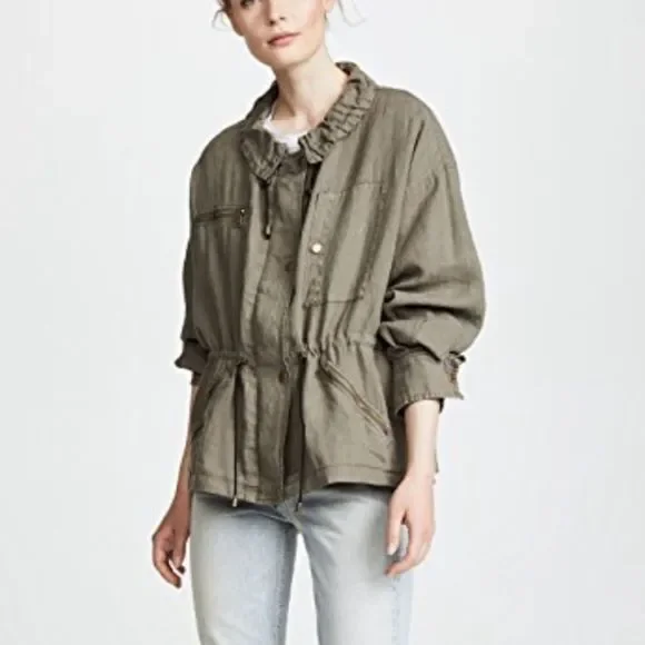 NWT Joie Filotea Zip Front Linen Jacket Green - Picture 3 of 7